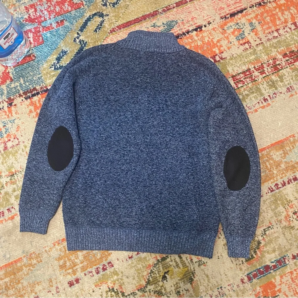 Polo Ralph Lauren Men's Heathered Blue 1/4 Zip-Up Sweater Patch Elbows Sz 3XL